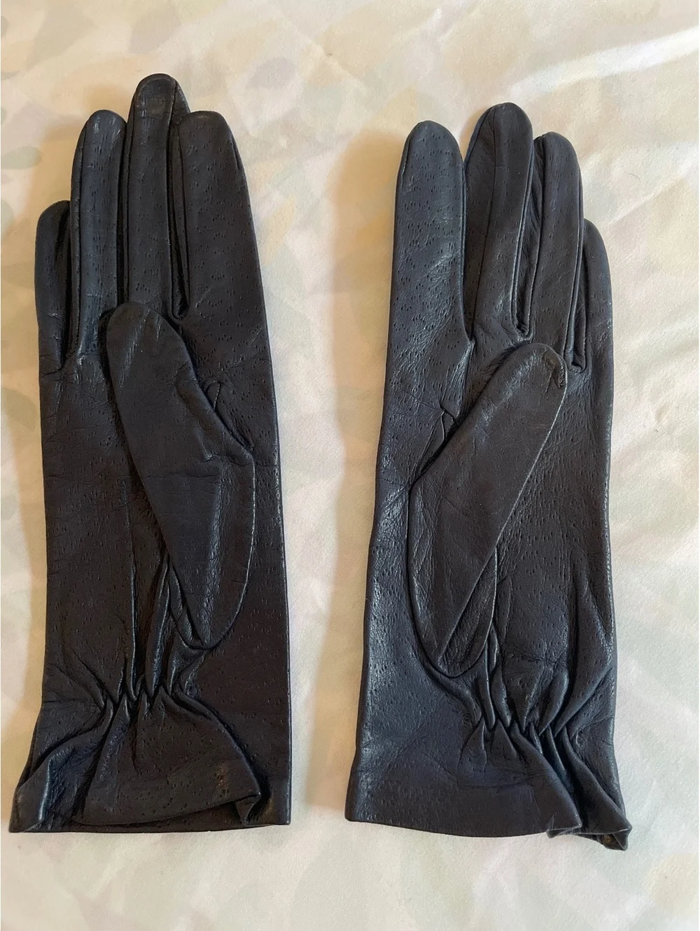 Vintage Leather Dress Gloves Midnight Navy Perforated Women's 6.5